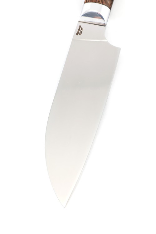 Кухонный нож Сантоку малый кованая сталь 95x18 рукоять венге цельнометаллический 