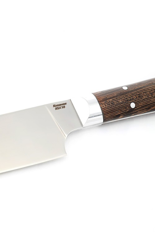 Кухонный нож Сантоку малый кованая сталь 95x18 рукоять венге цельнометаллический 