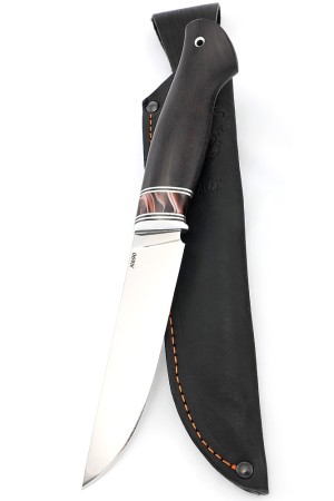 Нож Путник сталь N690 рукоять вставка акрил коричневый, черный граб