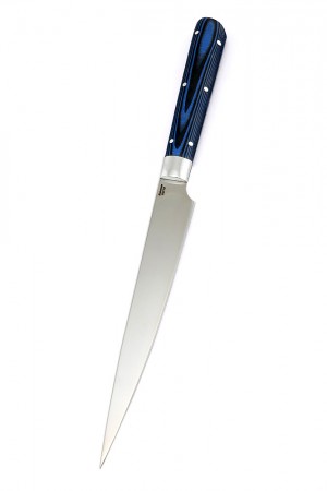 Кухонный нож Филейный кованая сталь 95х18 рукоять G10 синяя 