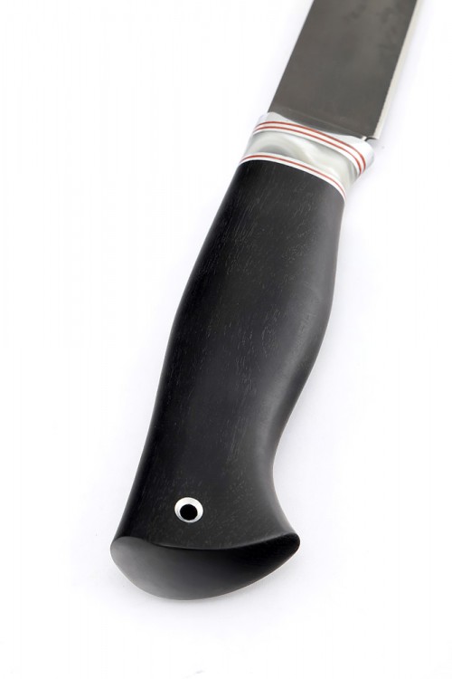 Нож Разделочный сталь булат рукоять вставка акрил белый черный граб 