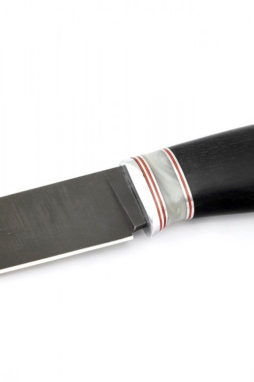 Нож Разделочный сталь булат рукоять вставка акрил белый черный граб 
