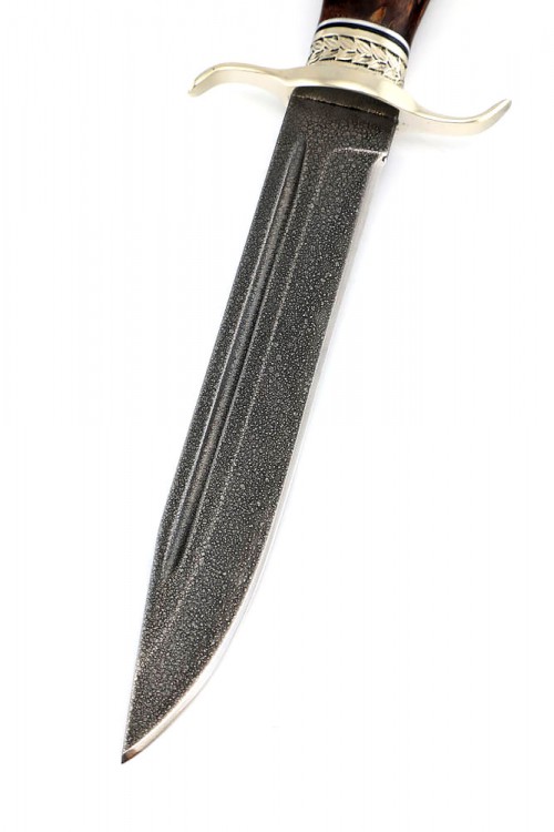 Нож Классика сталь ХВ5-Алмазка рукоять мельхиор, карельская береза коричневая 