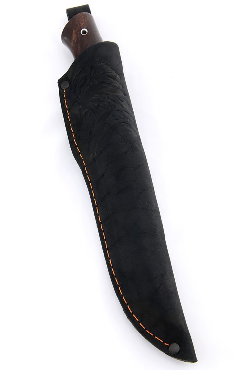 Нож Перун сталь кованая 95Х18 рукоять вставка акрил белый карельская береза коричневая 