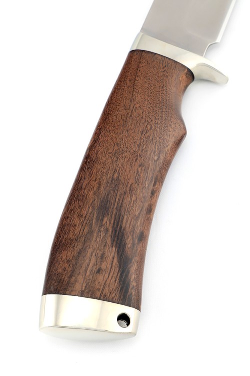 Нож Волк сталь К340 рукоять мельхиор карельская береза коричневая 