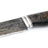 Нож Лось 9ХС ламинированная дамаск с никелем, фигурные долы-камень, рукоять кап клена черный 