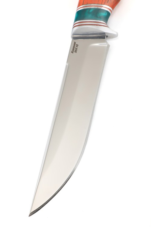 Нож Пума сталь кованая 95Х18 рукоять вставка акрил зеленый, падук 