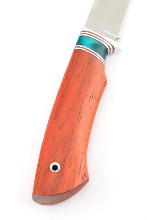 Нож Пума сталь кованая 95Х18 рукоять вставка акрил зеленый, падук 