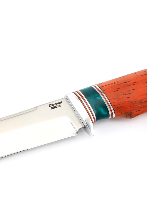 Нож Пума сталь кованая 95Х18 рукоять вставка акрил зеленый, падук 