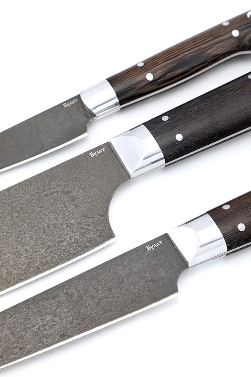 Подставка из венге с набором из 3 ножей (булат, венге) 