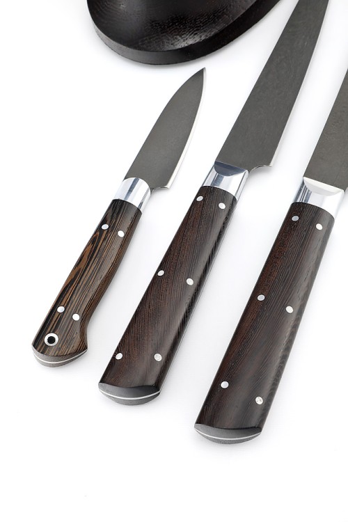 Подставка из венге с набором из 3 ножей (булат, венге) 