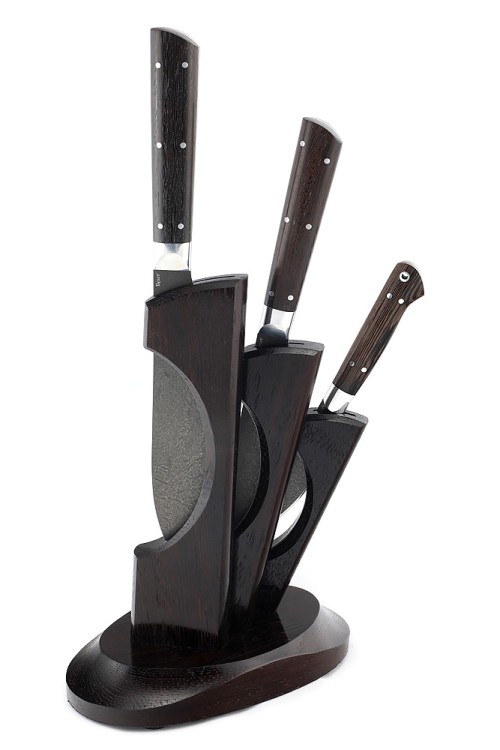 Подставка из венге с набором из 3 ножей (булат, венге) 