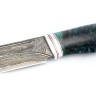 Нож Берсерк дамаск ламинированный, фигурные долы, рукоять шишка в акриле зеленая 