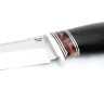 Нож Белуга сталь кованая Х12МФ рукоять вставка акрил коричневый, черный граб, формованные ножны 
