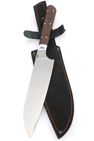 Кухонный нож Сантоку большой кованая сталь 95х18 рукоять венге, цельнометаллический