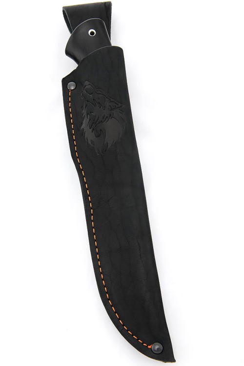 Нож Хантер сталь кованая Х12МФ рукоять вставка акрил синий, черный граб 