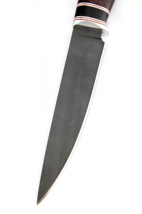 Нож Клык сталь булат рукоять черный граб карельская береза коричневая  Нож Клык сталь булат рукоять черный граб карельская береза коричневая