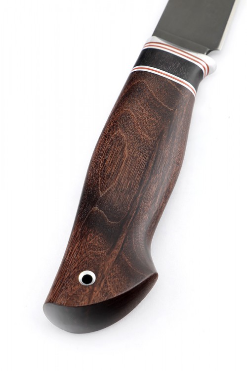 Нож Клык сталь булат рукоять черный граб карельская береза коричневая  Нож Клык сталь булат рукоять черный граб карельская береза коричневая