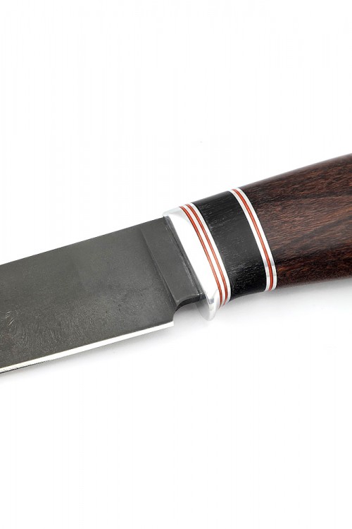 Нож Клык сталь булат рукоять черный граб карельская береза коричневая  Нож Клык сталь булат рукоять черный граб карельская береза коричневая
