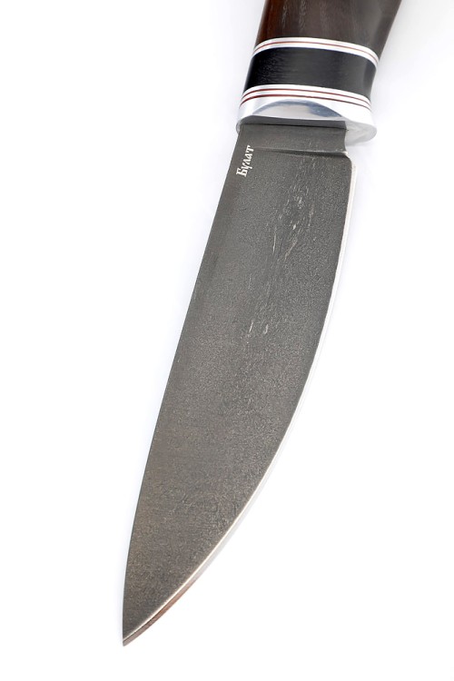 Нож Елец сталь булат рукоять вставка черный граб, ясень термоциклированный 