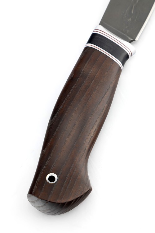 Нож Елец сталь булат рукоять вставка черный граб, ясень термоциклированный 