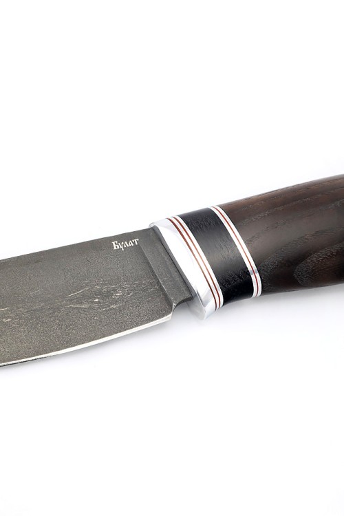 Нож Елец сталь булат рукоять вставка черный граб, ясень термоциклированный 