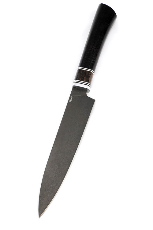 Подставка из черного граба+карельская береза с набором из 4 ножей (булат, черный граб+карельская береза) 