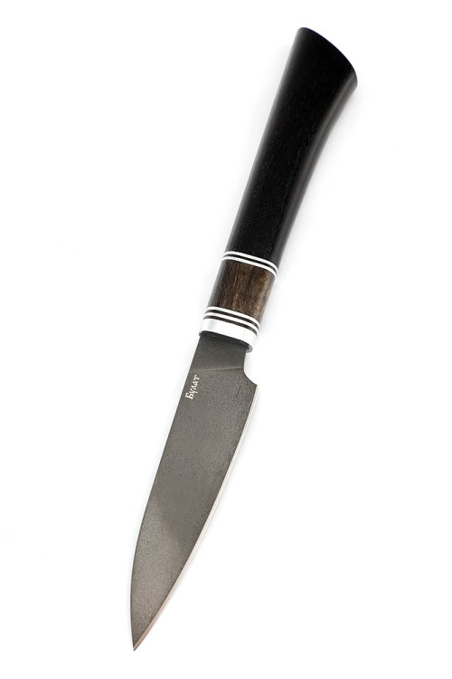 Подставка из черного граба+карельская береза с набором из 4 ножей (булат, черный граб+карельская береза) 