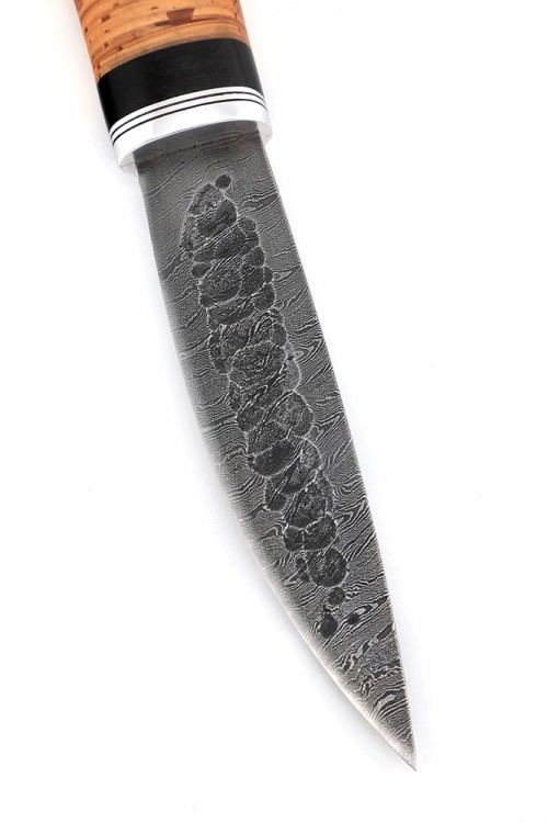 Нож Северный №1 сталь дамаск кованый дол рукоять береста  