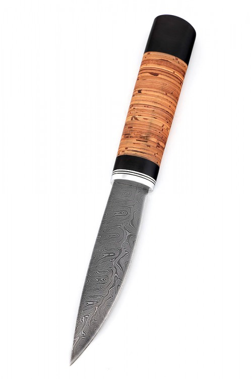 Нож Северный №1 сталь дамаск кованый дол рукоять береста  