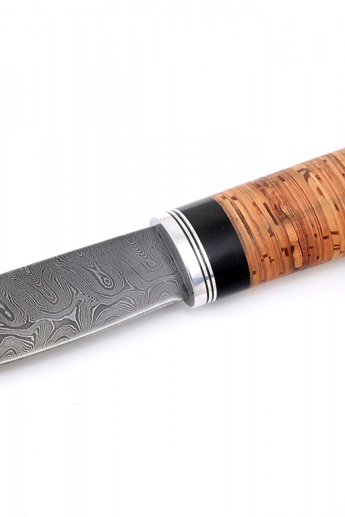 Нож Северный №1 сталь дамаск кованый дол рукоять береста  