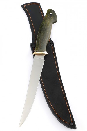 Нож Филейный средний сталь N690 рукоять карельская береза зеленая