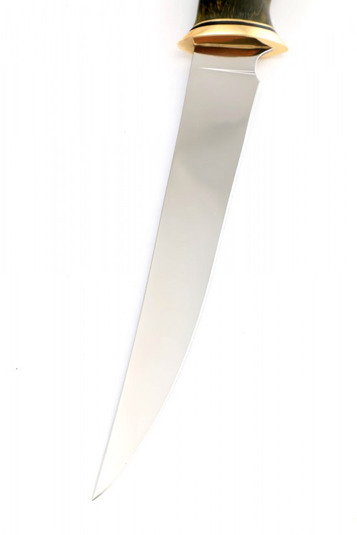 Нож Филейный средний сталь N690 рукоять карельская береза зеленая 