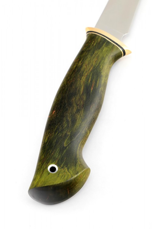 Нож Филейный средний сталь N690 рукоять карельская береза зеленая 