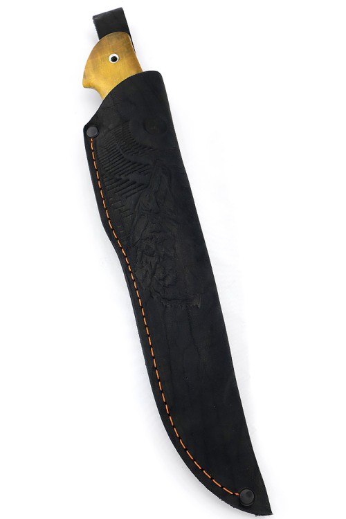 Нож Барс сталь кованая Х12МФ рукоять вставка черный граб, кап клена желтый 