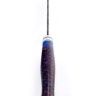 Нож Перун 9ХС ламинированная дамаск с никелем, фигурные долы-камень, рукоять шишка в акриле синекрасная 