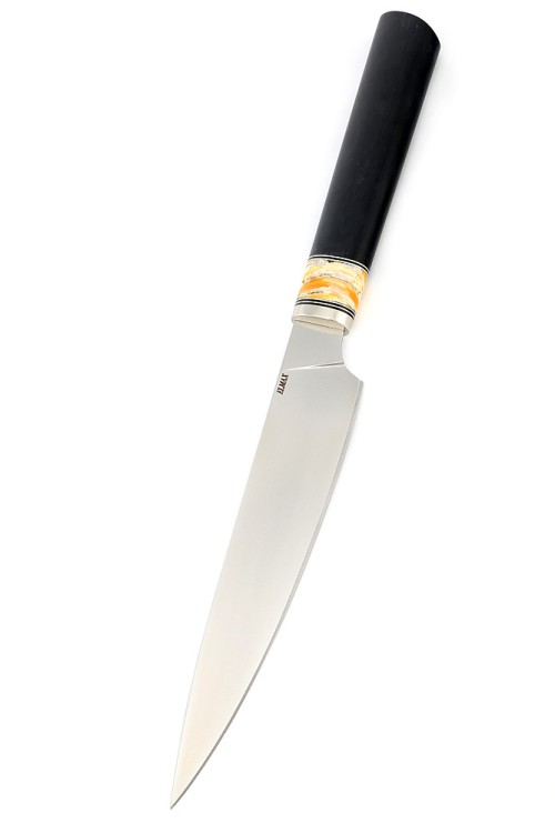 Подставка из черного граба+G10 с набором из 5 ножей и тяпки (Elmax, зуб мамонта+G10) 