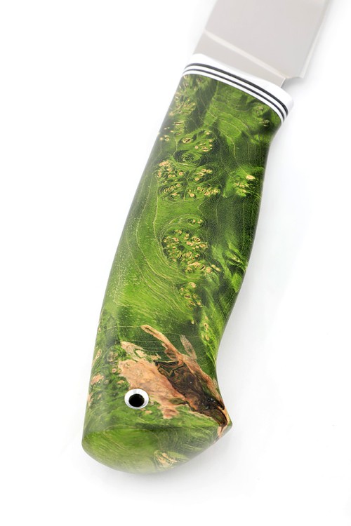 Нож Берсерк сталь N690 рукоять кап клена зеленый  Нож Берсерк сталь N690 рукоять кап клена зеленый