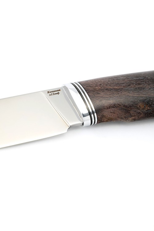 Нож Универсал сталь кованая х12мф рукоять карельская береза коричневая  Нож Универсал сталь кованая х12мф рукоять карельская береза коричневая