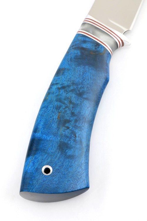 Нож Щучий сталь N690 рукоять карельская береза синяя 