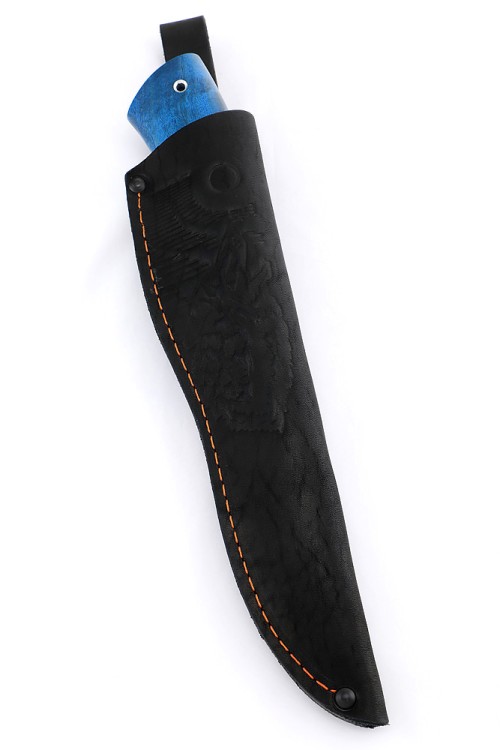 Нож Щучий сталь N690 рукоять карельская береза синяя 