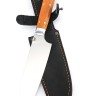 Кухонный нож Сантоку средний кованая сталь 95х18 рукоять карельская береза янтарная цельнометаллический 