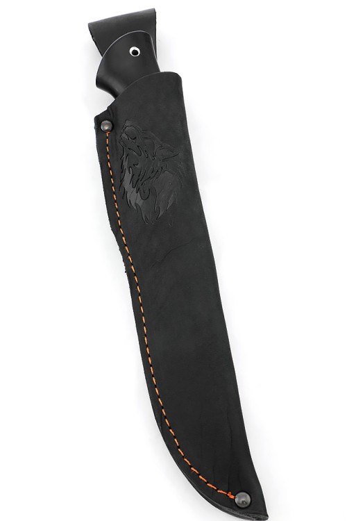 Нож Буран сталь N690, рукоять вставка акрил синий, черный граб 