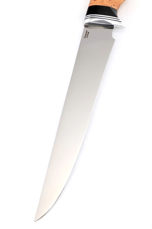 Нож Филейный средний сталь кованая Х12МФ рукоять береста 