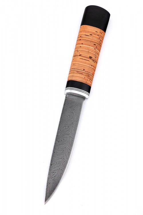 Нож Северный №2 дамаск кованый дол рукоять береста  