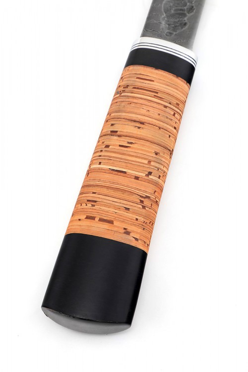 Нож Северный №2 дамаск кованый дол рукоять береста  