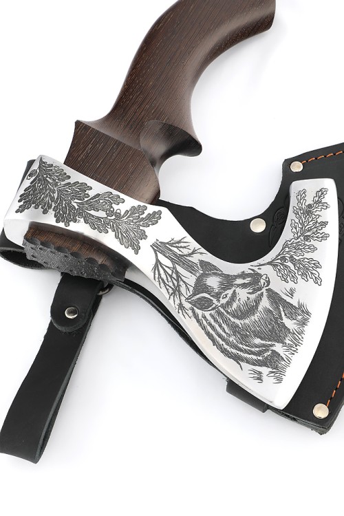 Топор Оберег - художественная гравировка (9ХС рукоять - венге) 