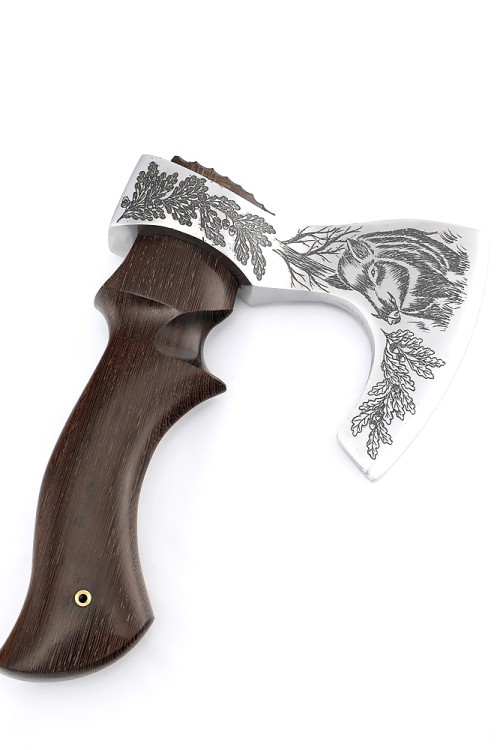 Топор Оберег - художественная гравировка (9ХС рукоять - венге) 