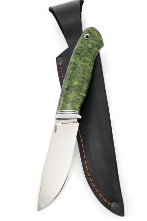 Нож Грибник сталь N690 рукоять кап клена зеленый