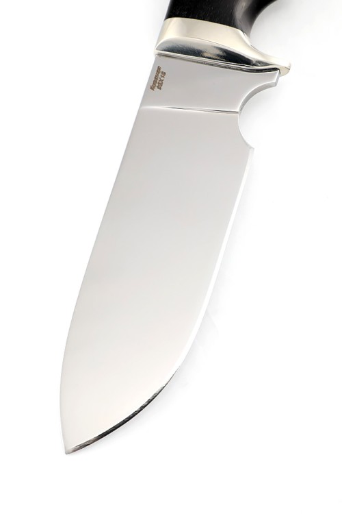 Нож Шкурник сталь кованая 95Х18 рукоять мельхиор черный граб 